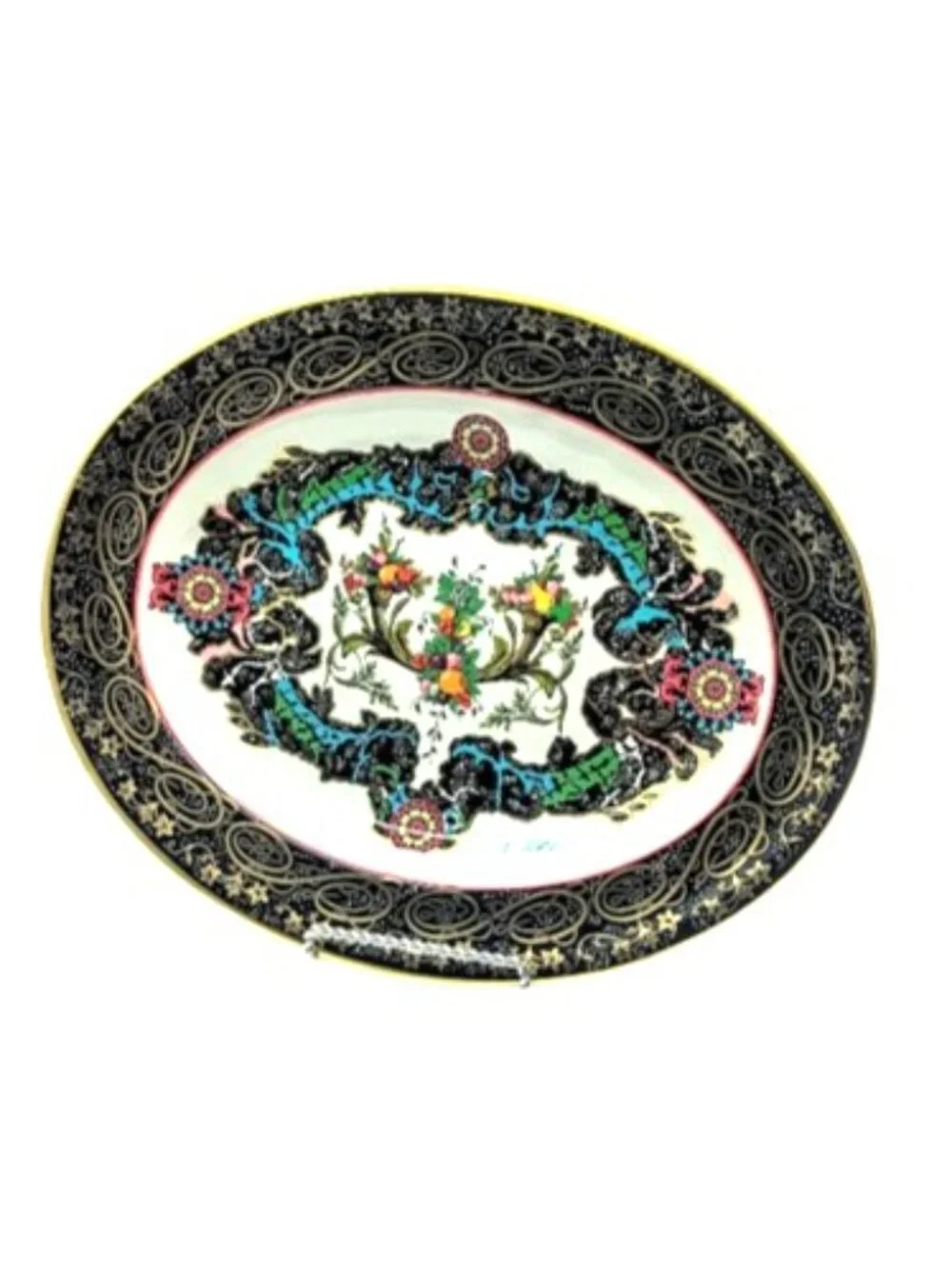 Vintage Daher Made in England By Pritchard Decorated Oval Metal Tray